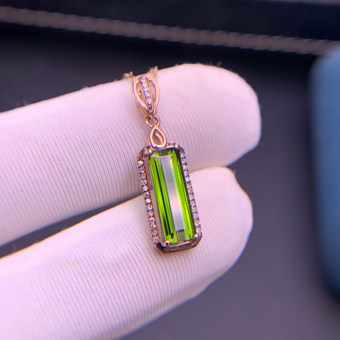 14k Gold 1.75 Ct Natural Tourmaline & Diamond Pendant( Without Chain ) - 8