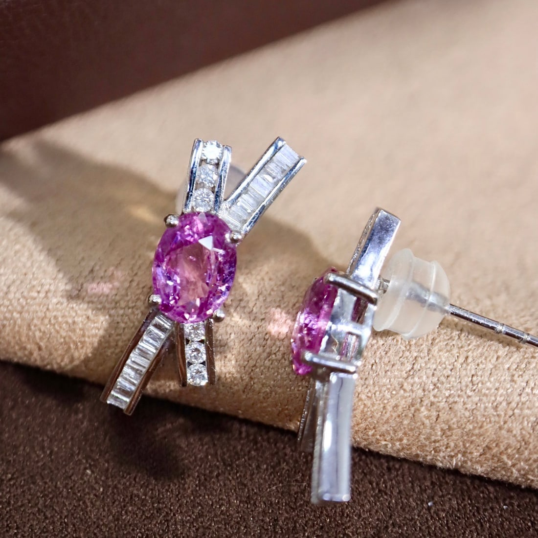 14k Gold 2.40 Ctw Natural Sapphire & Diamond Earrings - 3