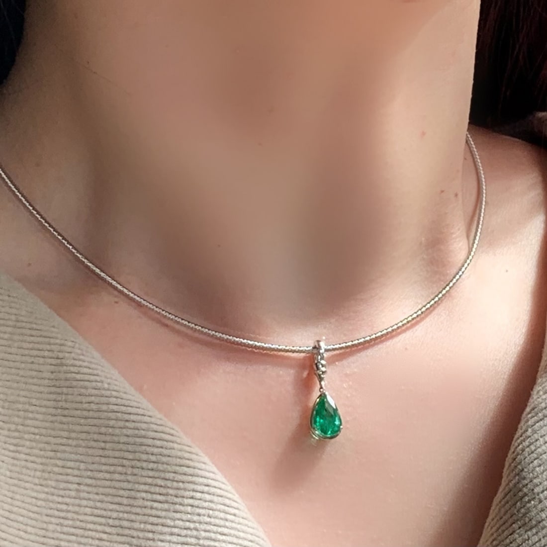 14k Gold 1.18 Ct Natural Emerald Necklace - 4