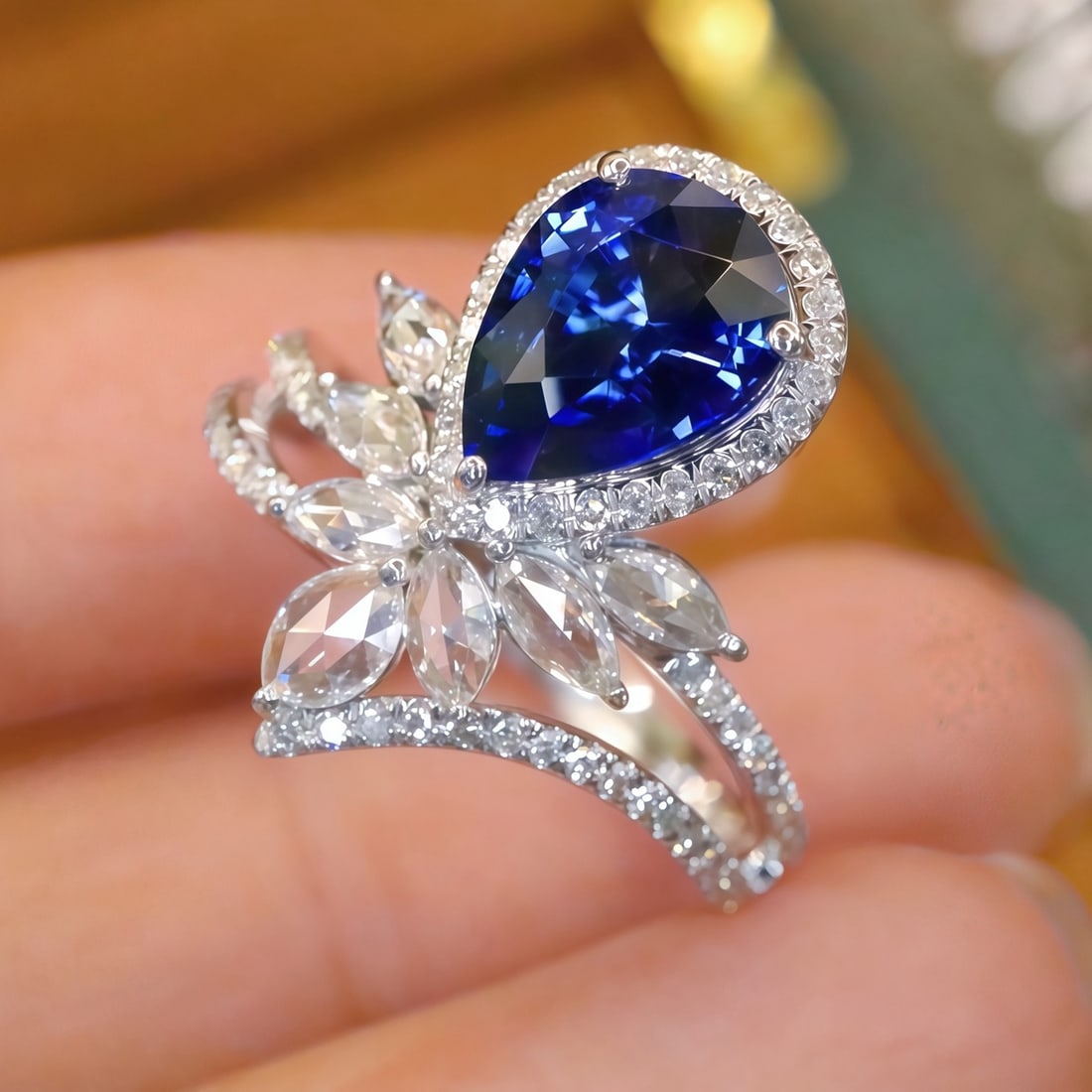 14k Gold 2.11 Ctw Natural Sapphire & Diamond Ring - 2
