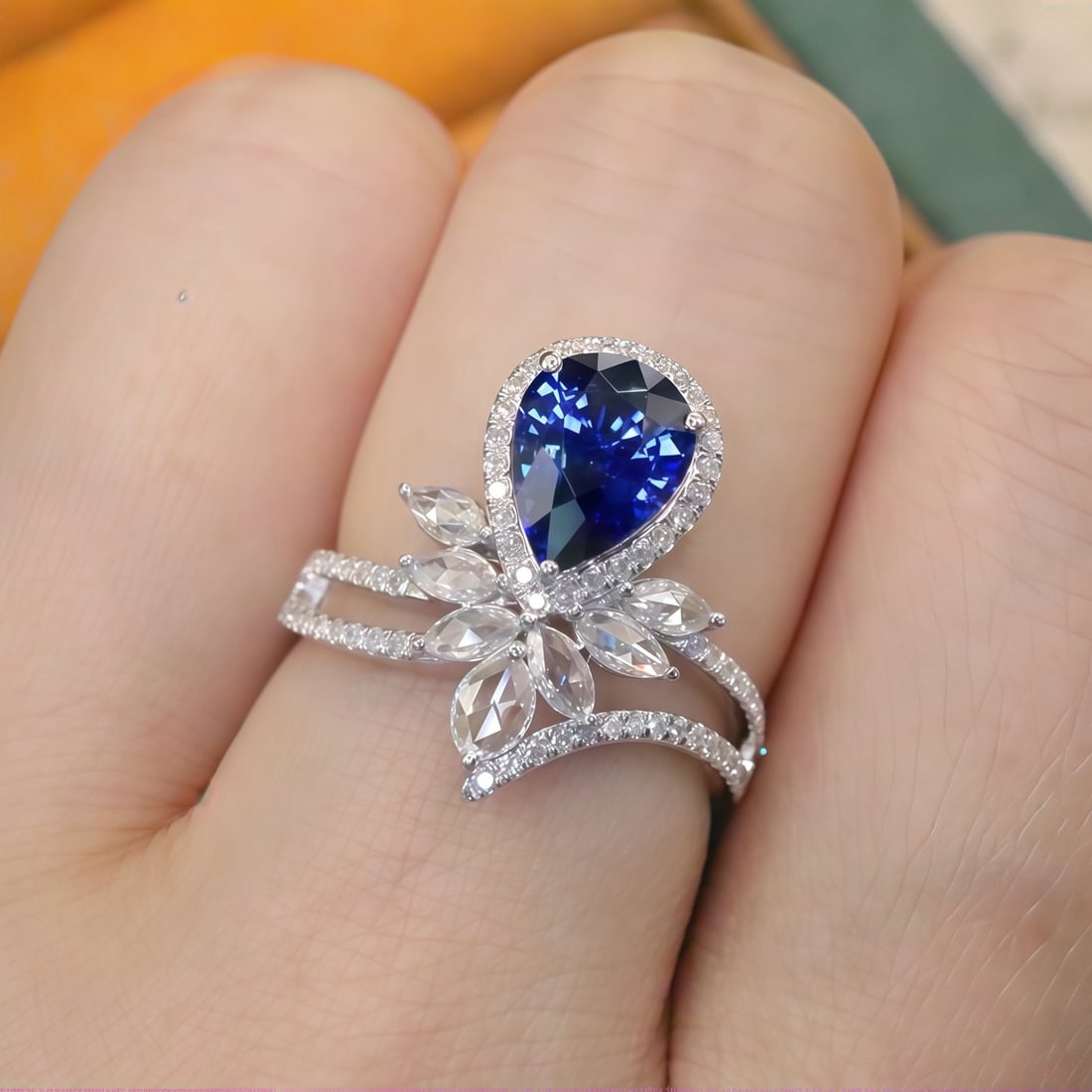 14k Gold 2.11 Ctw Natural Sapphire & Diamond Ring - 5