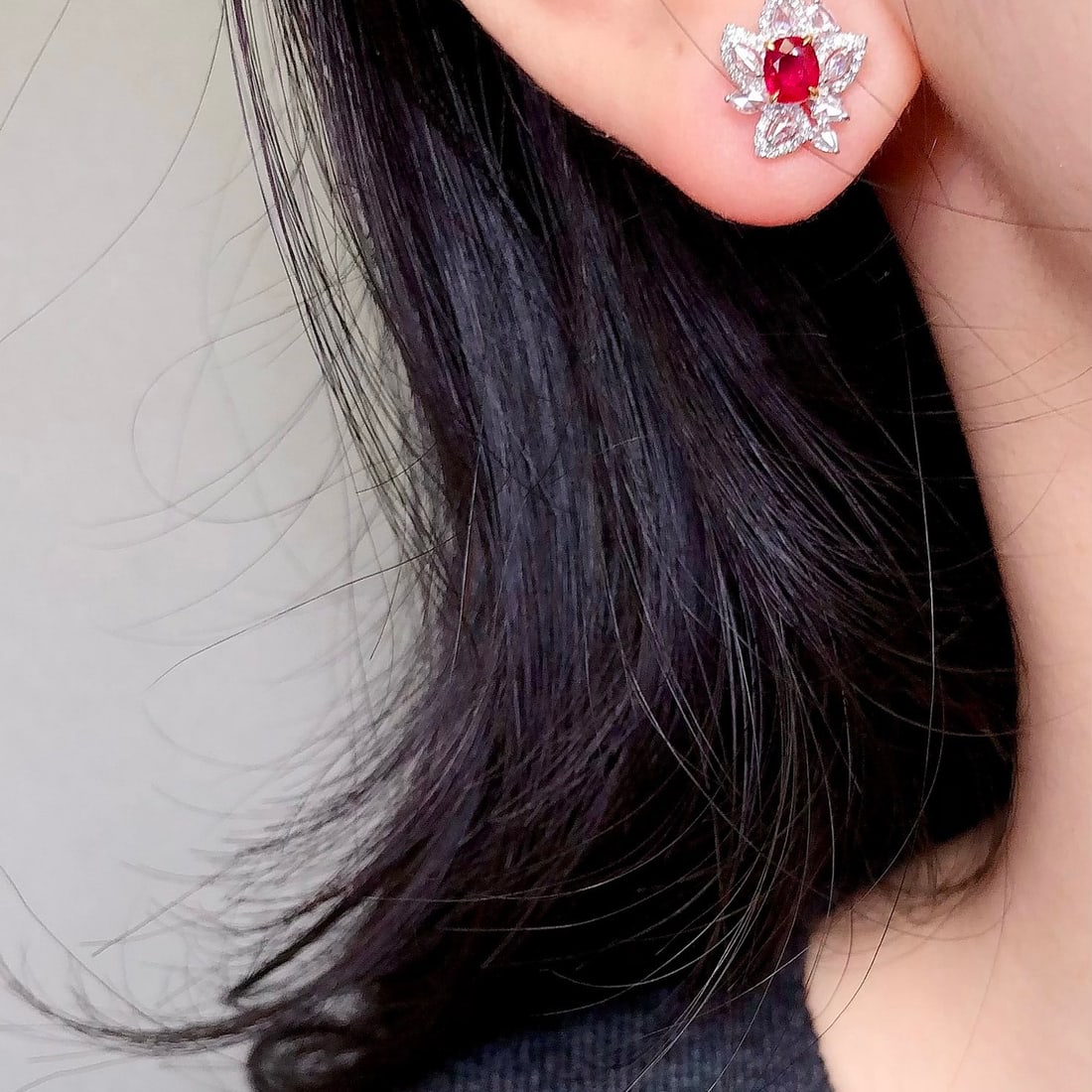 14k Gold 1.76 Ctw Natural Ruby & Diamond Earrings - 4