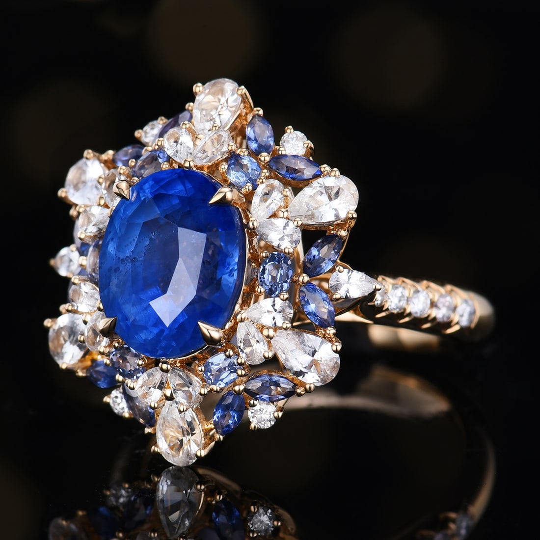 14k Gold 5.40 Ctw Natural Sapphire & Diamond Ring/pendant( Without Chain ) - 2