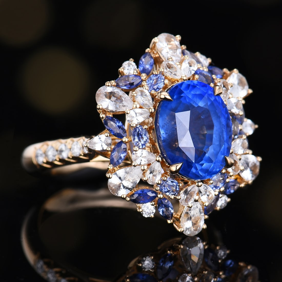 14k Gold 5.40 Ctw Natural Sapphire & Diamond Ring/pendant( Without Chain ) - 3