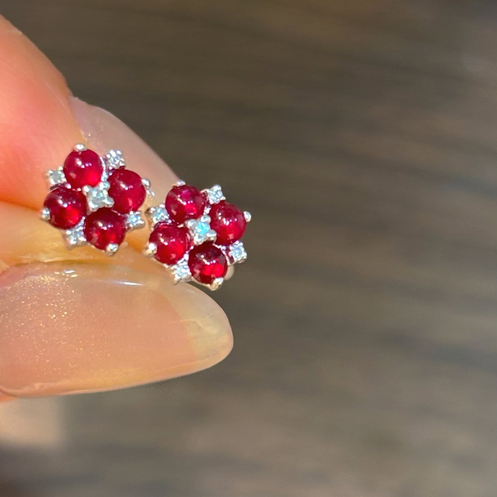 14k Gold 0.75 Ct Natural Ruby & Diamond Earrings - 5