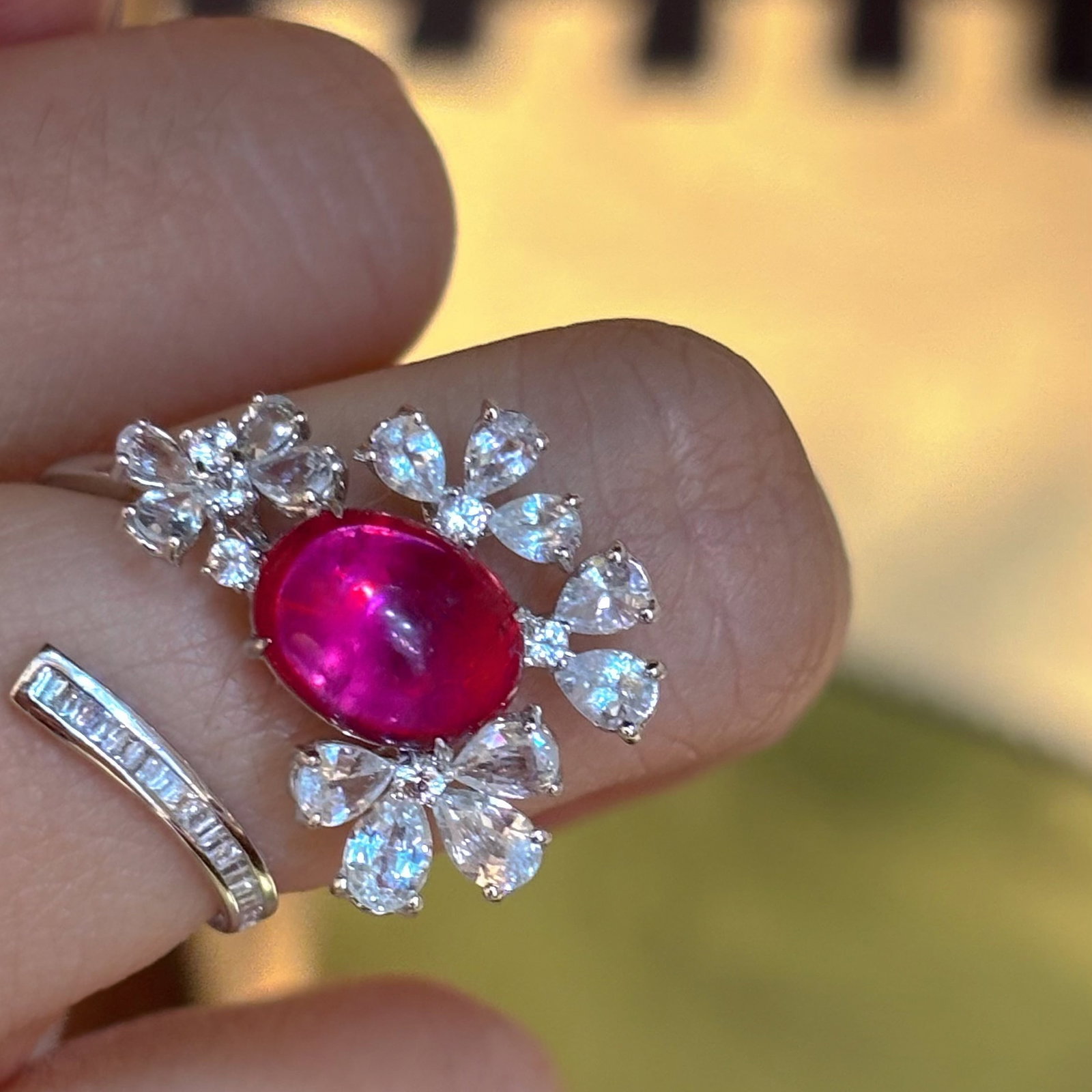14k Gold 3.5 Ct Natural Tourmaline & Diamond & Sapphire Ring - 2