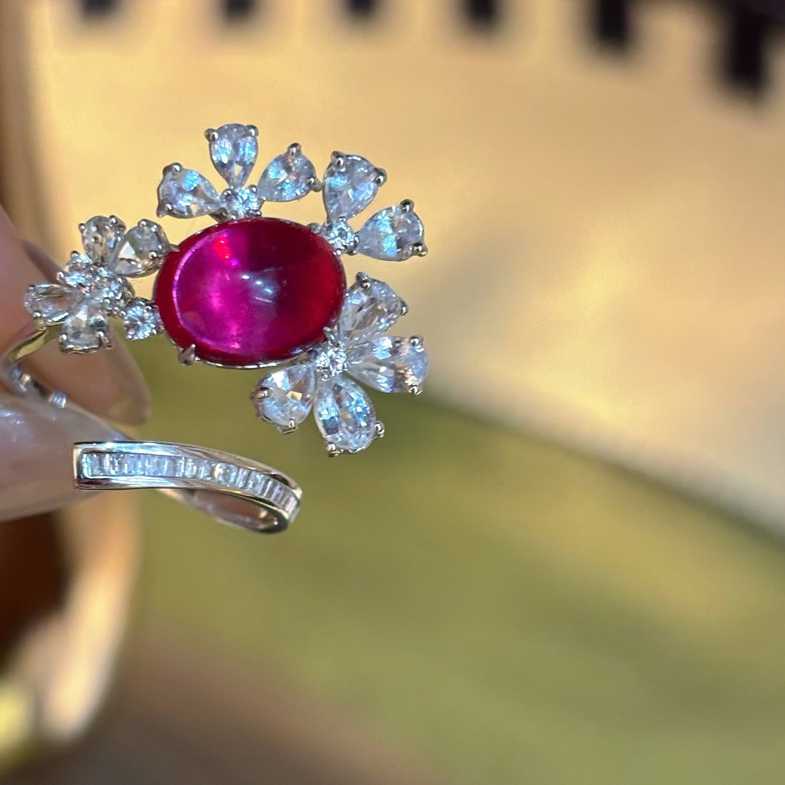 14k Gold 3.5 Ct Natural Tourmaline & Diamond & Sapphire Ring - 3