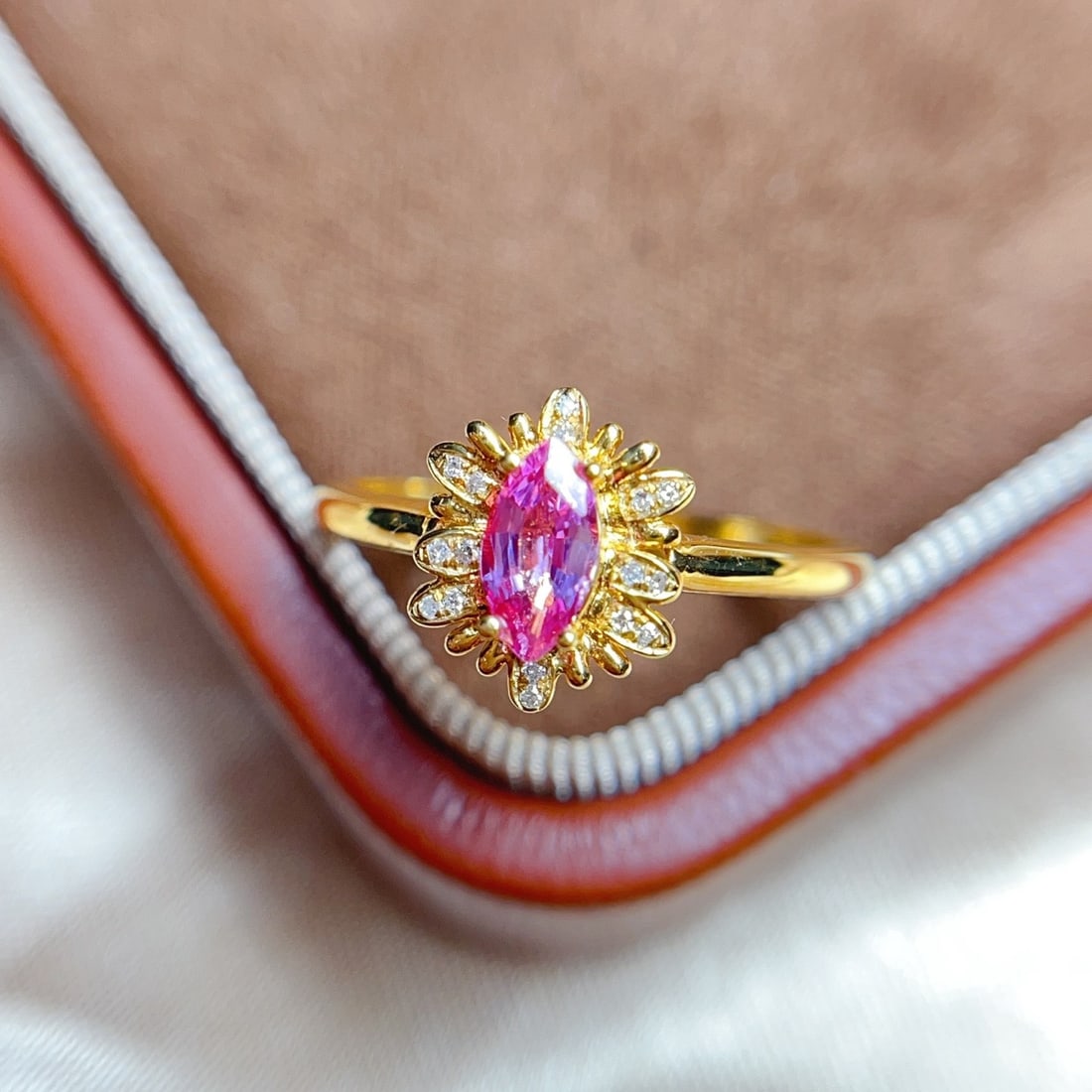 14k Gold 0.50 Ct Natural Sapphire & Diamond Ring - 2
