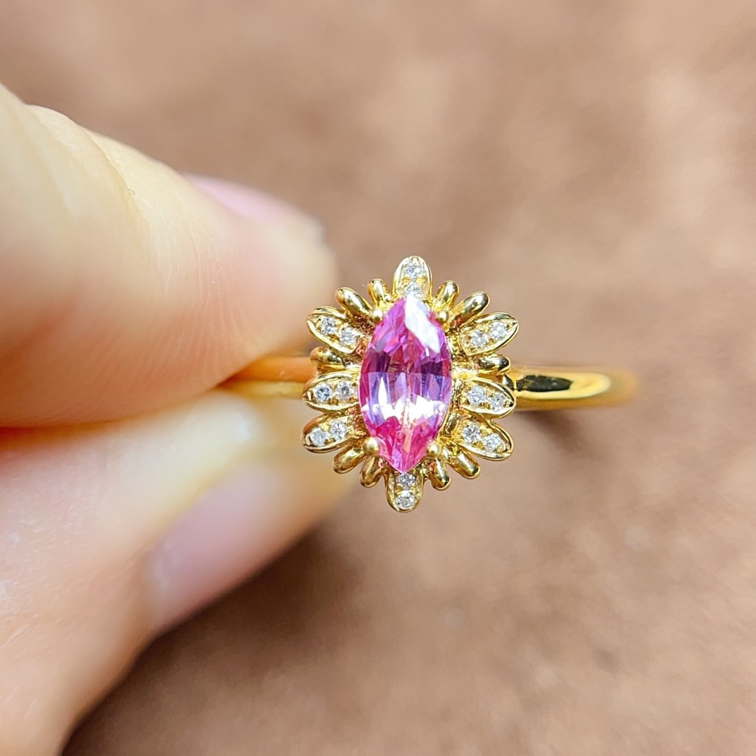 14k Gold 0.50 Ct Natural Sapphire & Diamond Ring - 4