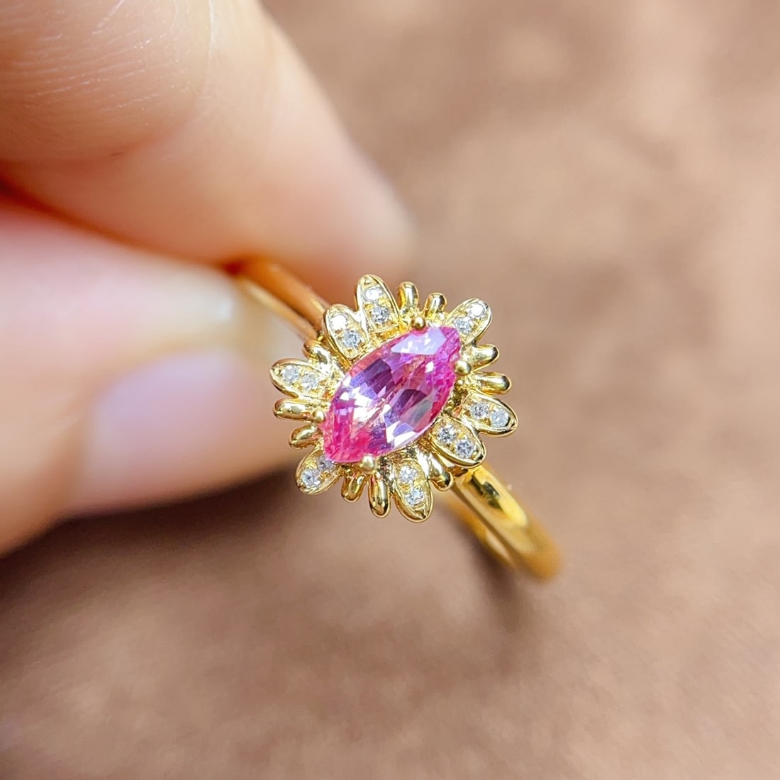 14k Gold 0.50 Ct Natural Sapphire & Diamond Ring - 5