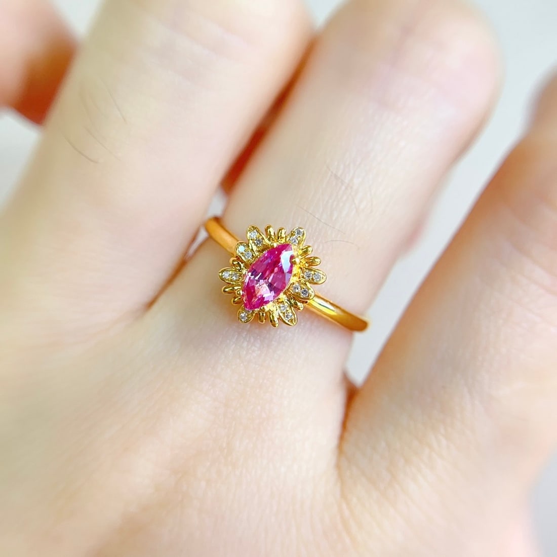14k Gold 0.50 Ct Natural Sapphire & Diamond Ring - 6