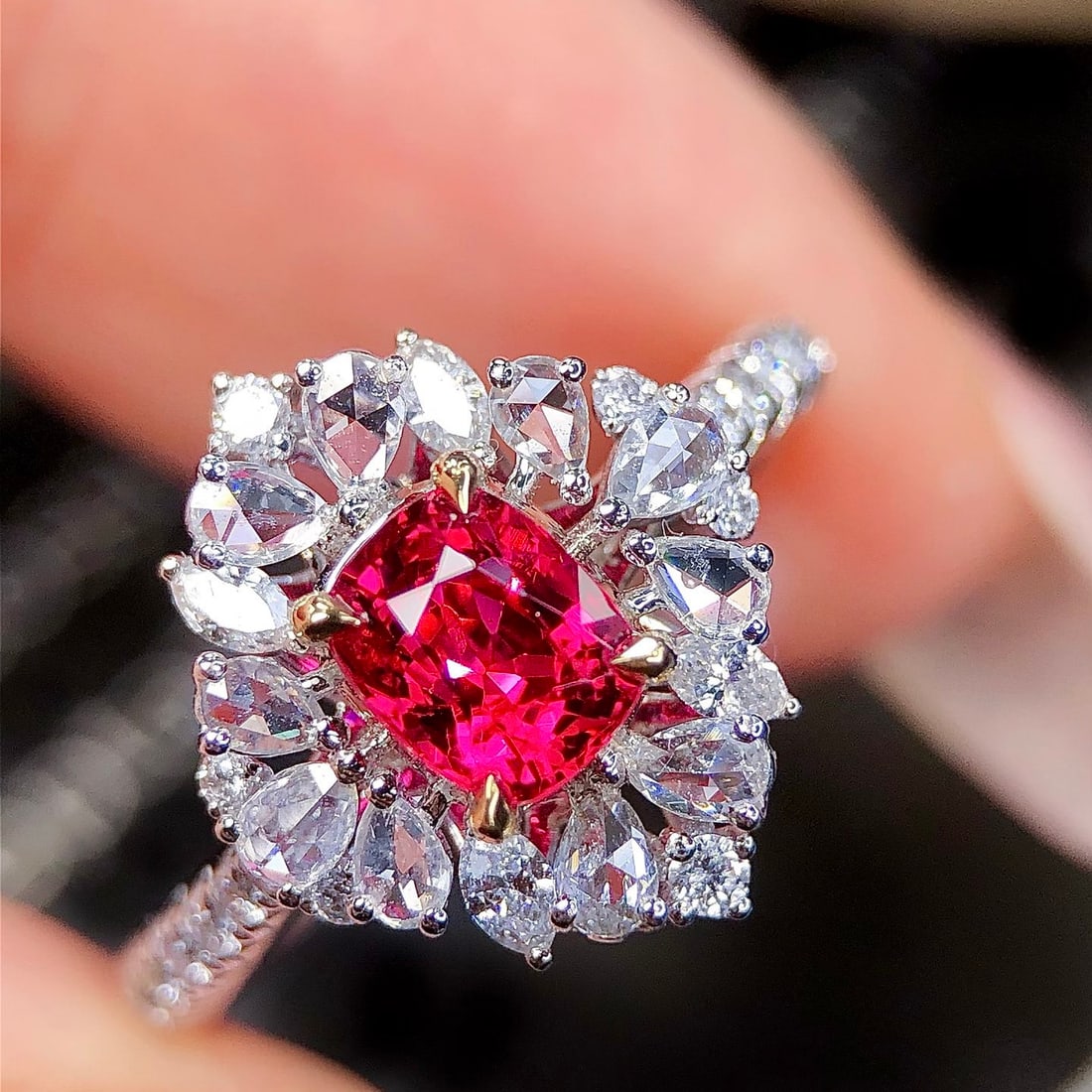 14k Gold 1.41 Ctw Natural Spinel & Diamond Ring - 2