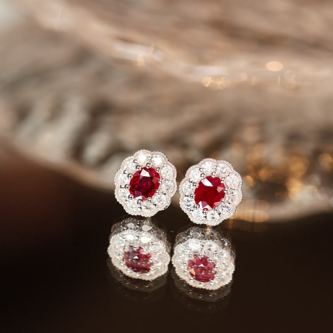 14k Gold 1.15 Ctw Natural Ruby & Diamond Earrings: Ref:231096352 // gold content:14k gold // main gemstone:ruby // shape:oval // carat weight:0. 65ct // color:pigeonblood red // treatment:natural // // adjacent gemstone 2 : diamond // shape:round //