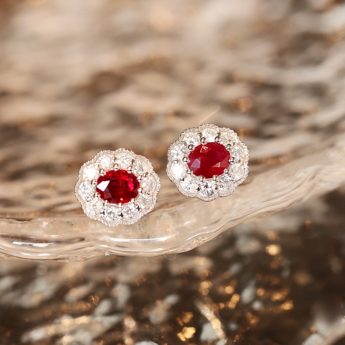 14k Gold 1.15 Ctw Natural Ruby & Diamond Earrings - 2