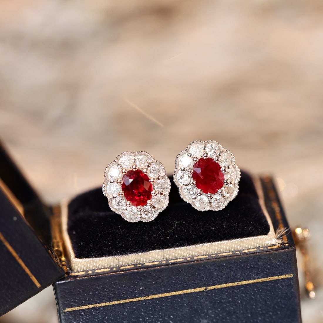 14k Gold 1.15 Ctw Natural Ruby & Diamond Earrings - 4