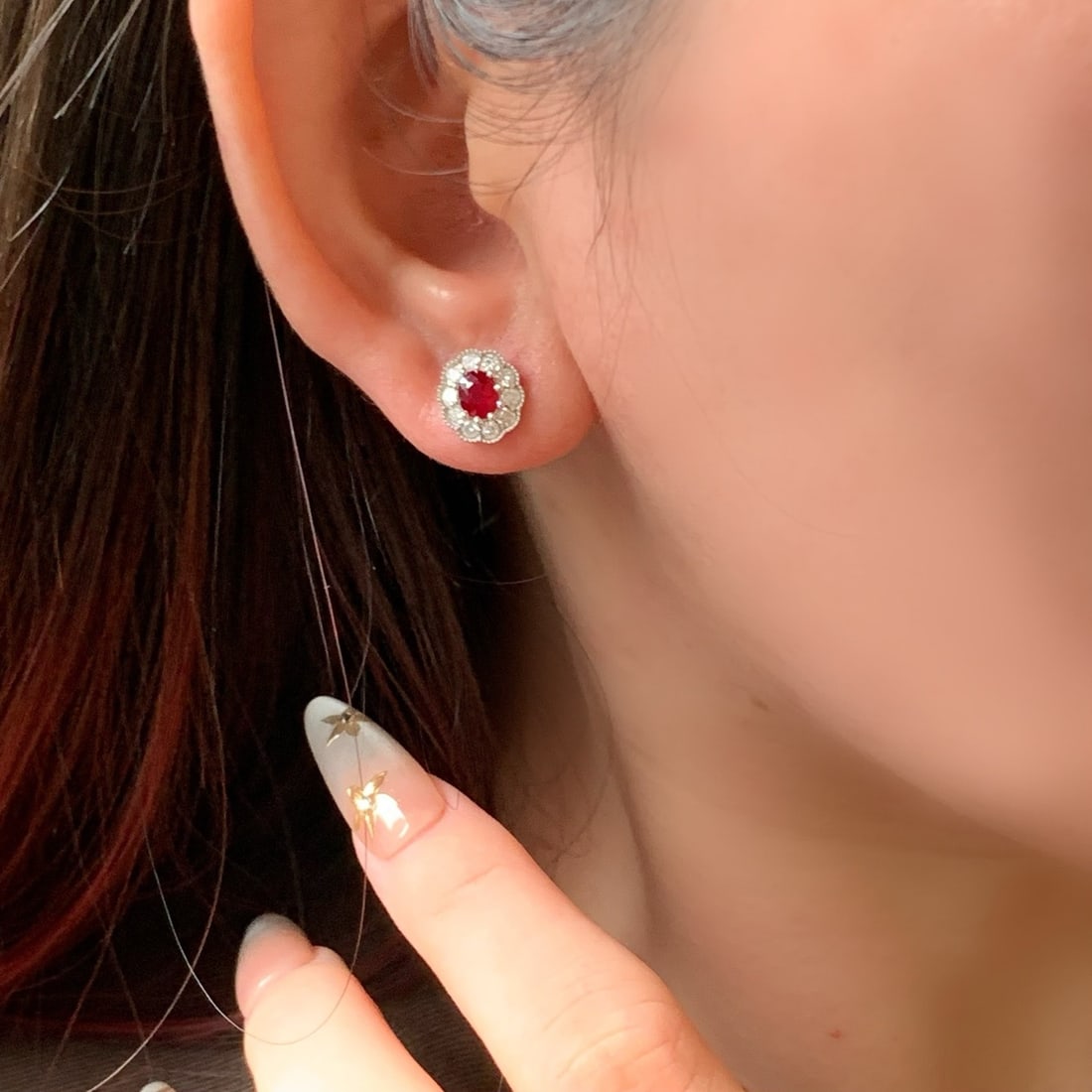 14k Gold 1.15 Ctw Natural Ruby & Diamond Earrings - 5