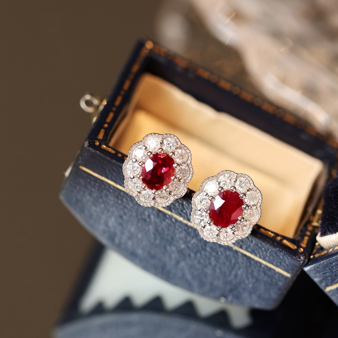 14k Gold 1.15 Ctw Natural Ruby & Diamond Earrings - 6