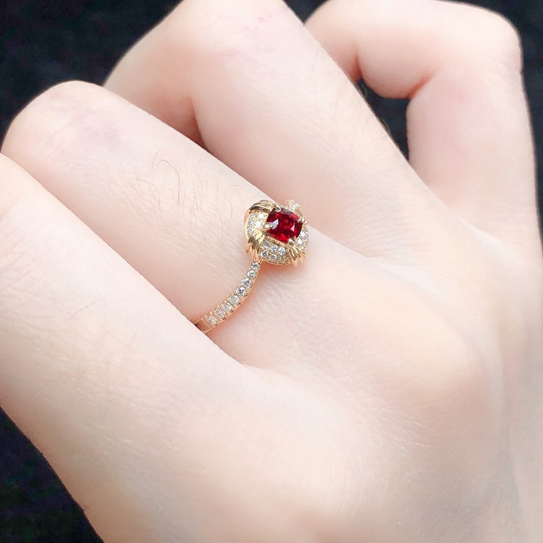 14k Gold 0.45 Ctw Natural Ruby & Diamond Ring - 6