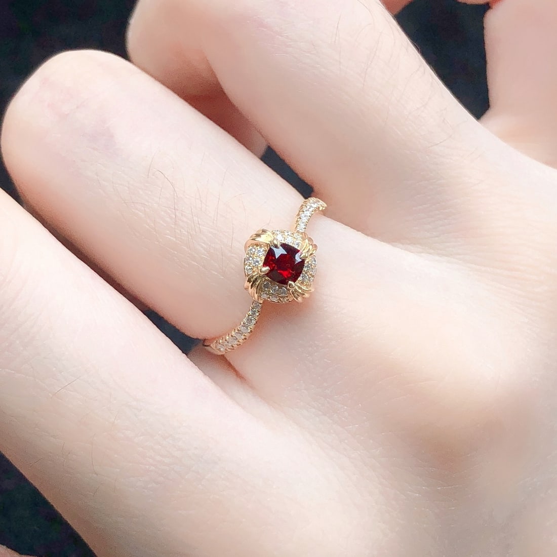 14k Gold 0.45 Ctw Natural Ruby & Diamond Ring - 7