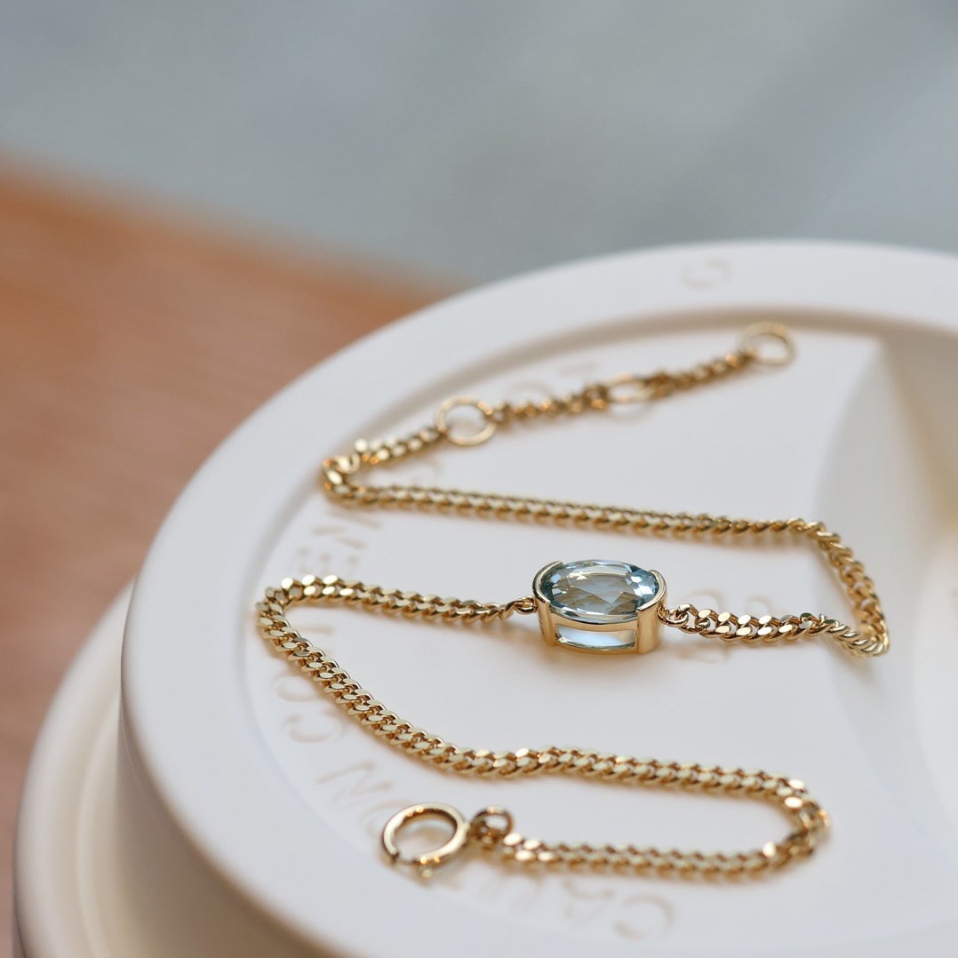14k Gold 0.65 Ct Natural Aquamarine Bracelet - 2