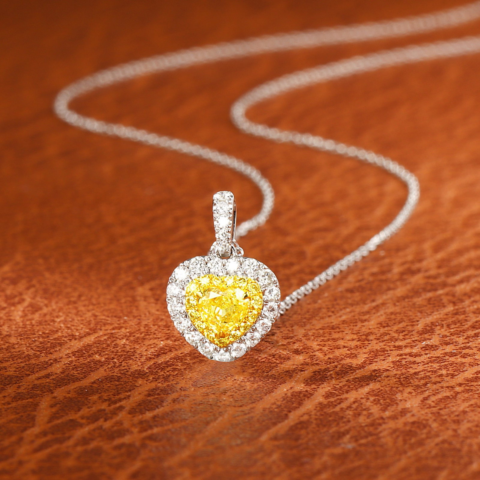14k Gold 0.42 Ctw Natural Yellow Diamond & Diamond Necklace - 3