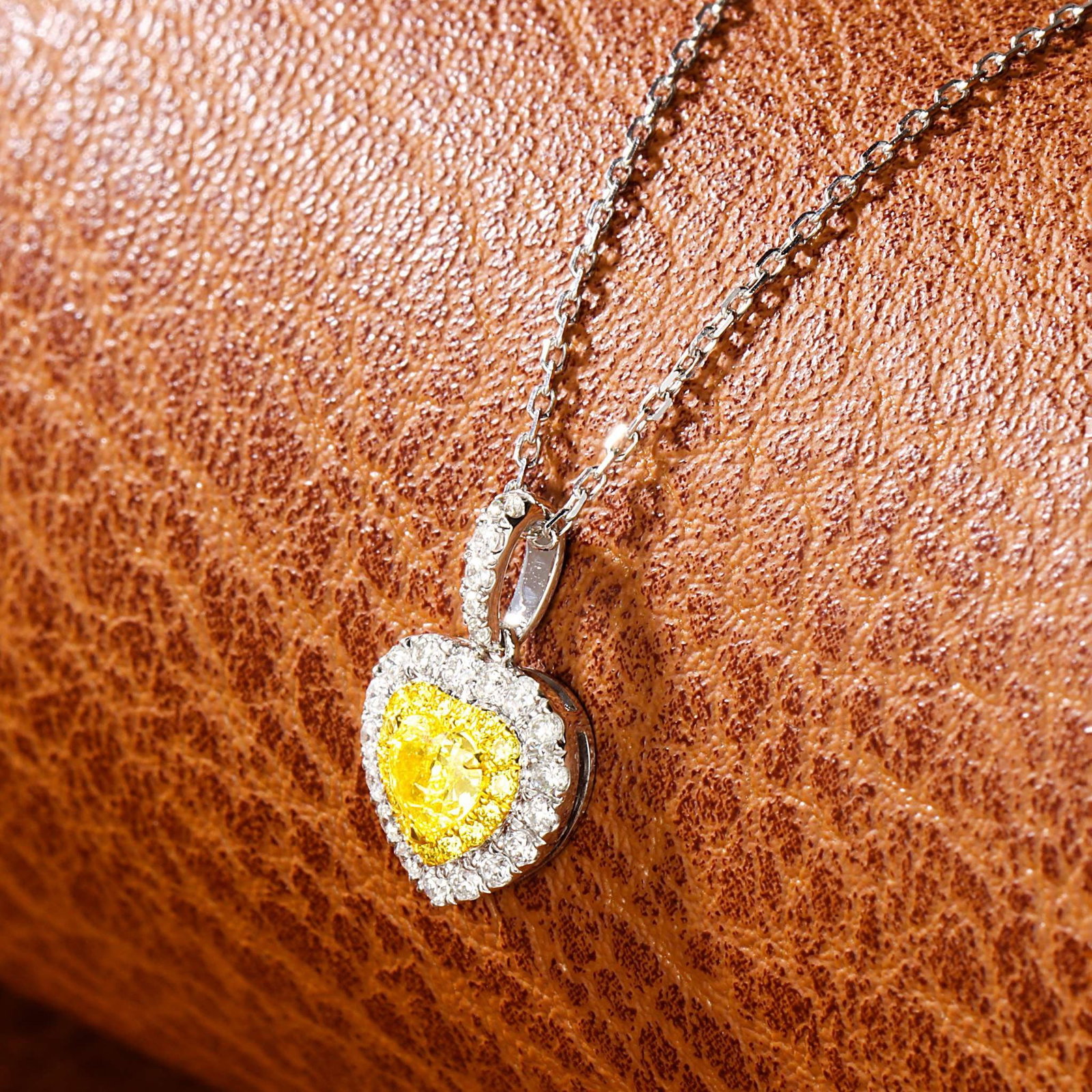 14k Gold 0.42 Ctw Natural Yellow Diamond & Diamond Necklace - 4