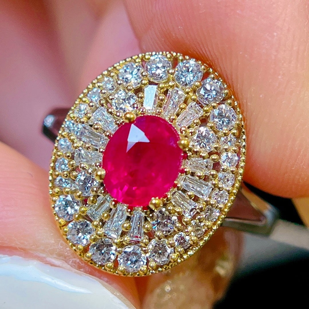14k Gold 1.59 Ctw Natural Ruby & Diamond Ring - 2