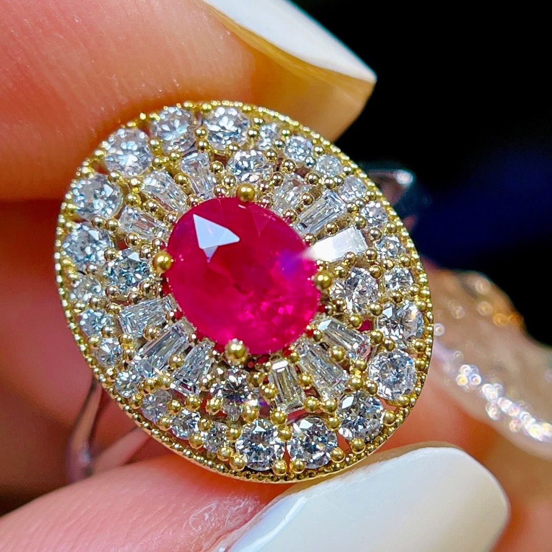 14k Gold 1.59 Ctw Natural Ruby & Diamond Ring - 3