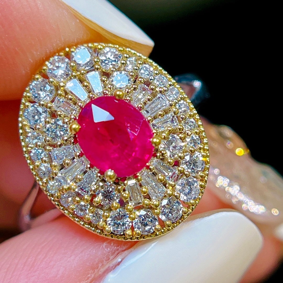 14k Gold 1.59 Ctw Natural Ruby & Diamond Ring - 4