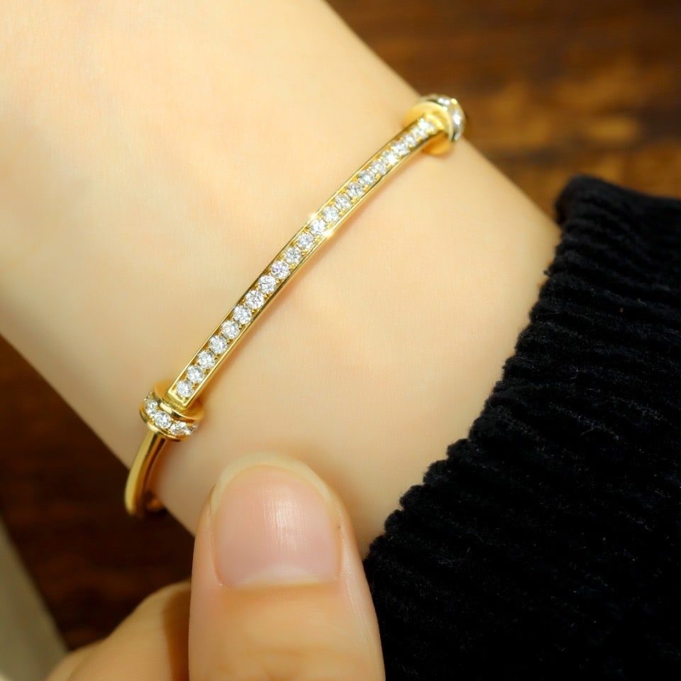14k Gold 1.08 Ct Natural H Diamond Bangle - 6