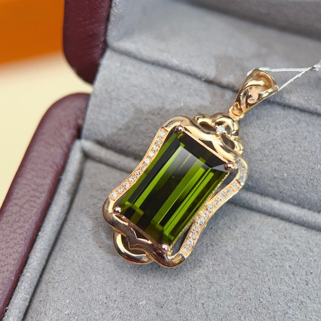 14k Gold 5.37 Ctw Natural Tourmaline & Diamond Pendant( Without Chain ) - 3