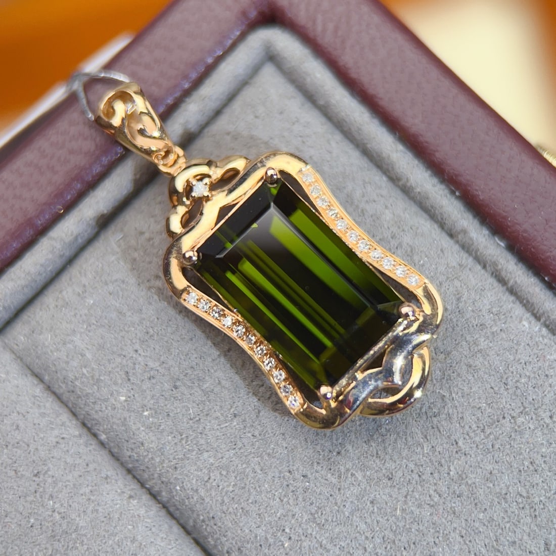 14k Gold 5.37 Ctw Natural Tourmaline & Diamond Pendant( Without Chain ) - 5