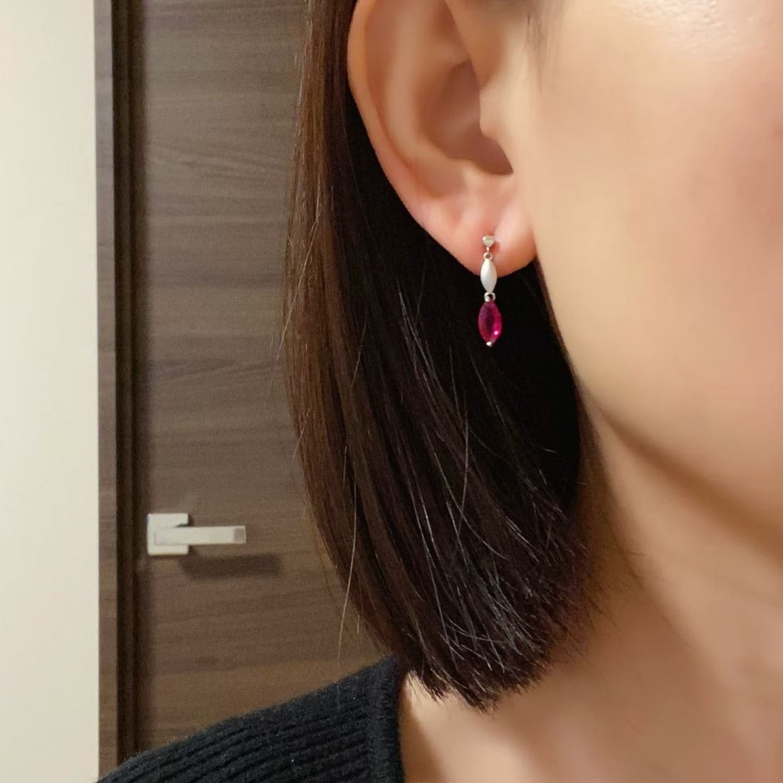 14k Gold 1.51 Ctw Natural Ruby & Diamond Earrings - 2