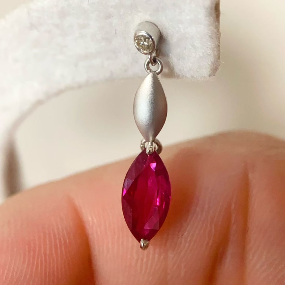 14k Gold 1.51 Ctw Natural Ruby & Diamond Earrings - 3