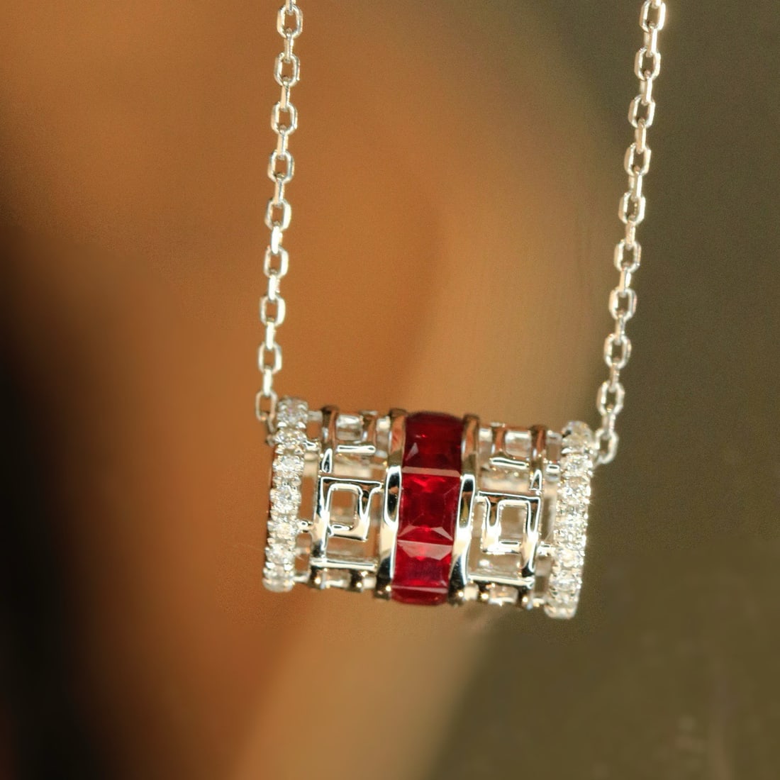 14k Gold 1.13 Ctw Natural Ruby & Diamond Pendant( Without Chain ) - 3