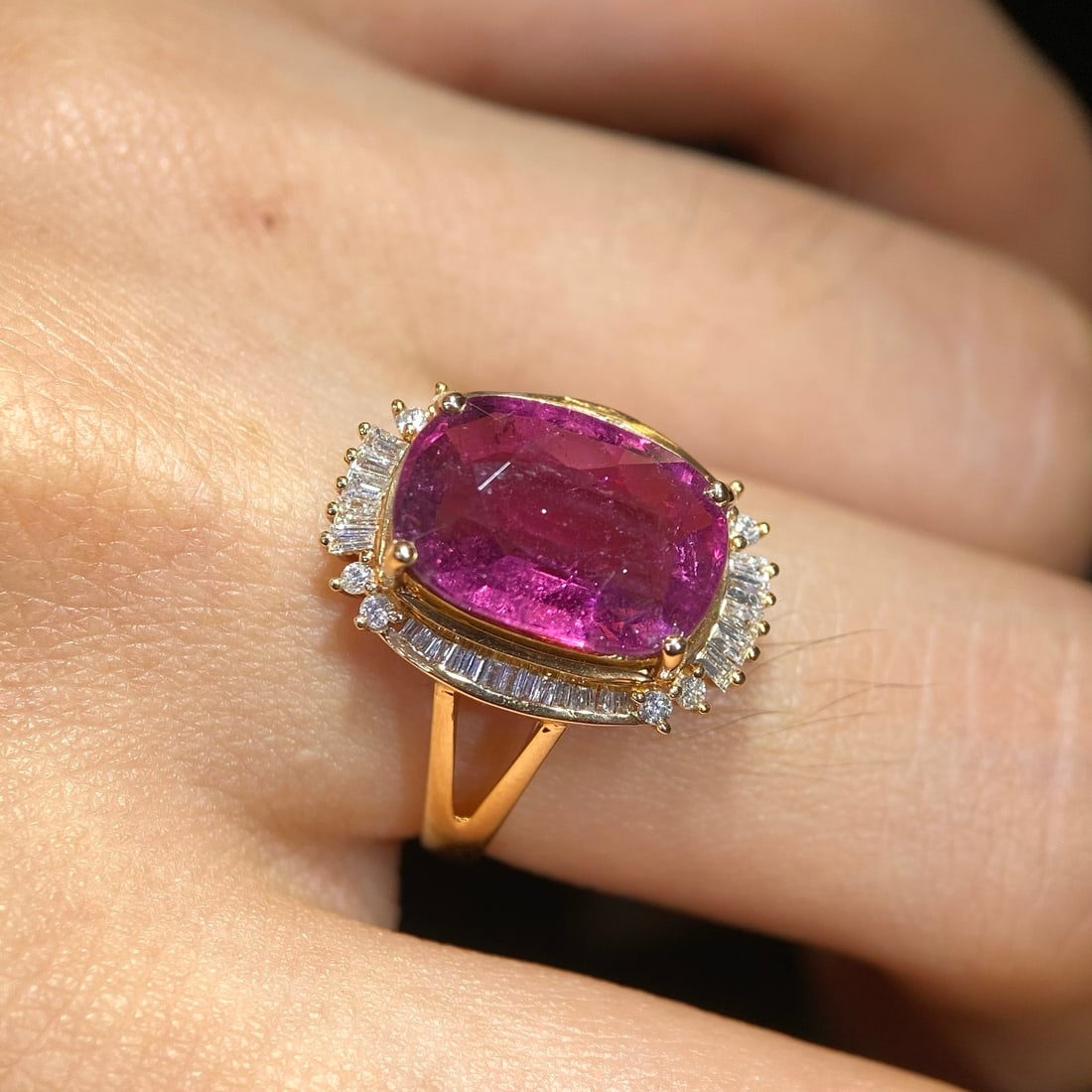 14k Gold 4.5 Ct Natural Tourmaline & Diamond Ring - 2
