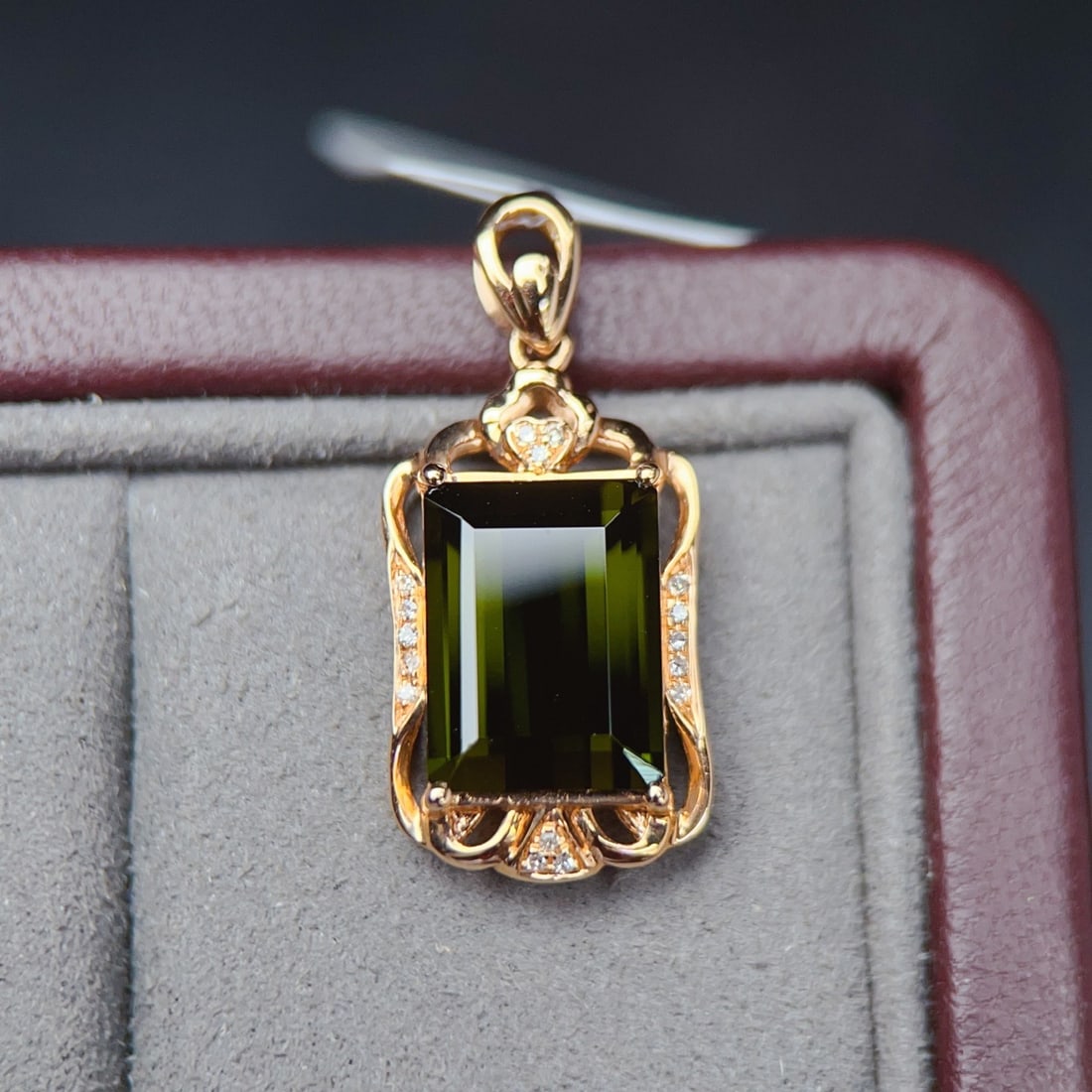 14k Gold 4.15 Ctw Natural Tourmaline & Diamond Pendant( Without Chain ) - 4