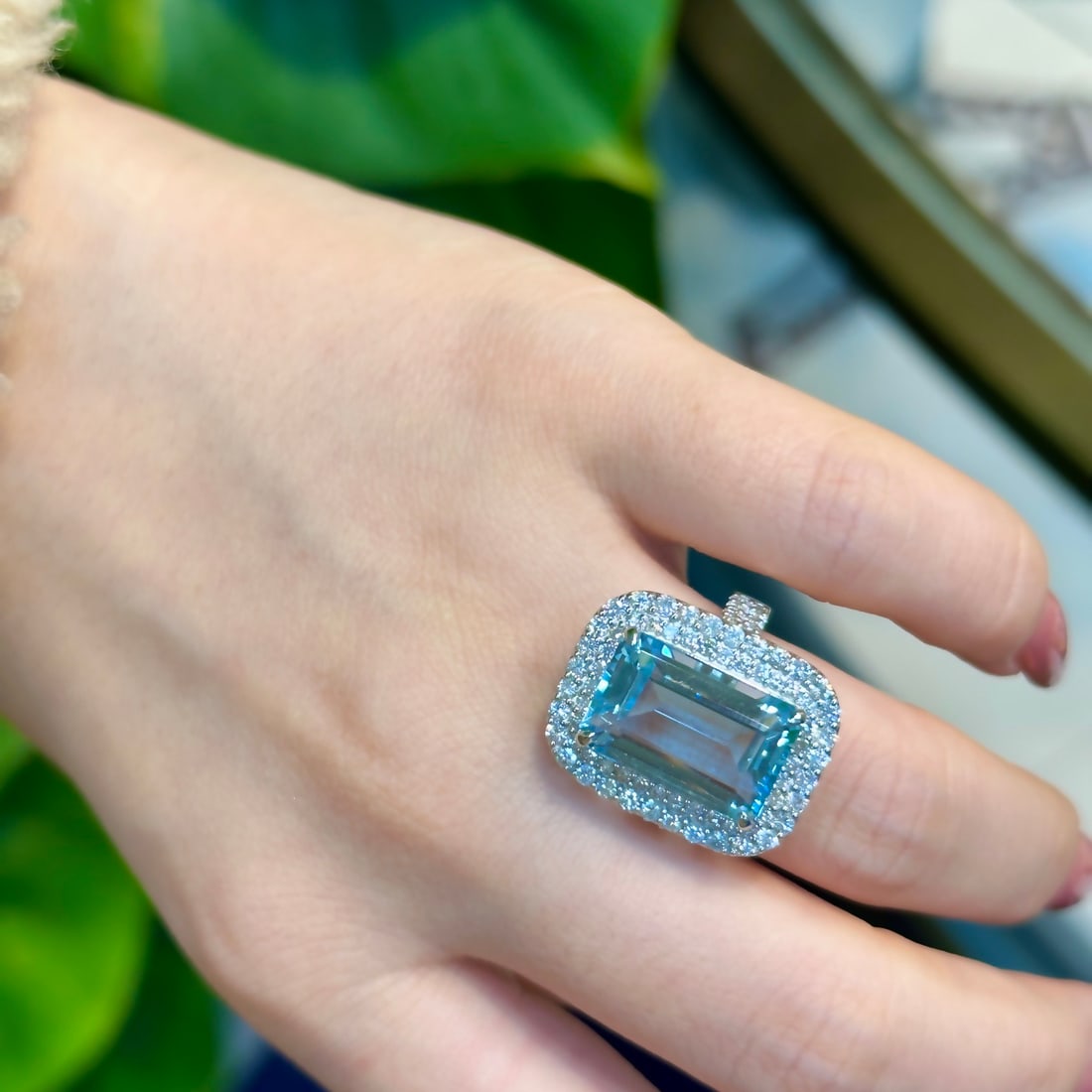 14k Gold 11.71 Ctw Natural Aquamarine & Diamond Ring - 7