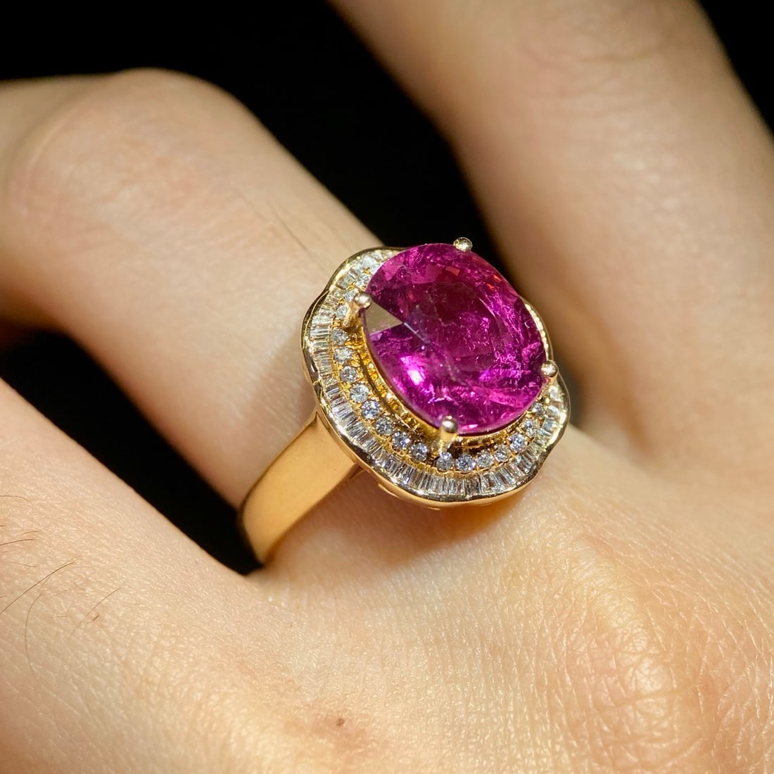 14k Gold 4.2 Ct Natural Tourmaline & Diamond Ring - 3
