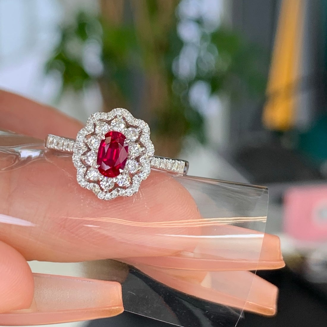 14k Gold 0.85 Ctw Natural Ruby & Diamond Ring - 3