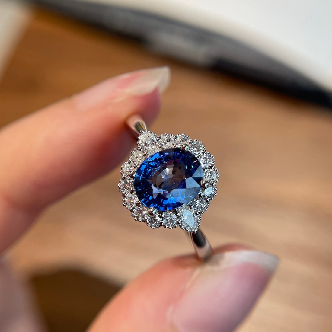 14k Gold 1.33 Ct Natural Sapphire & Diamond Ring - 2