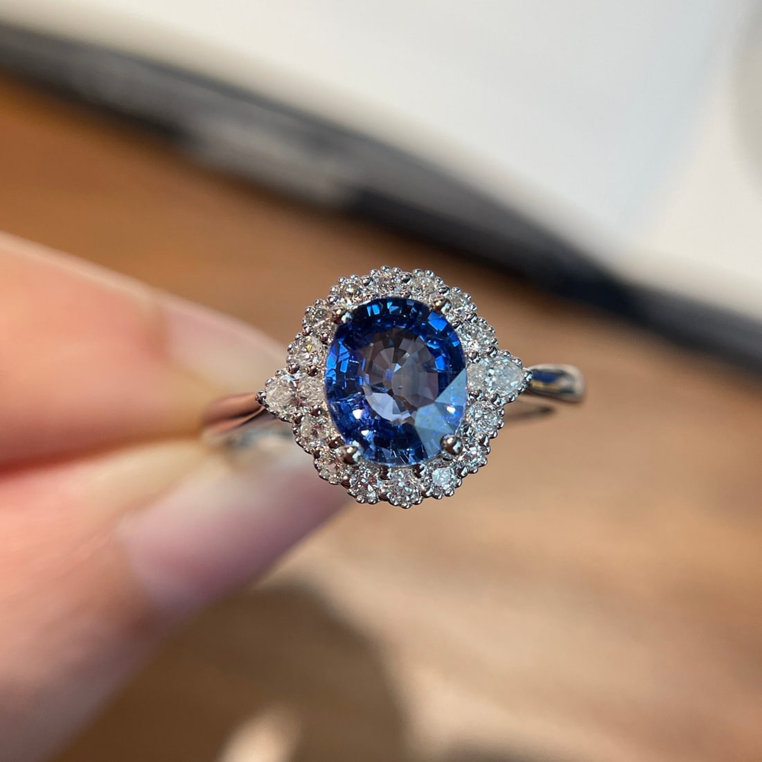 14k Gold 1.33 Ct Natural Sapphire & Diamond Ring - 4
