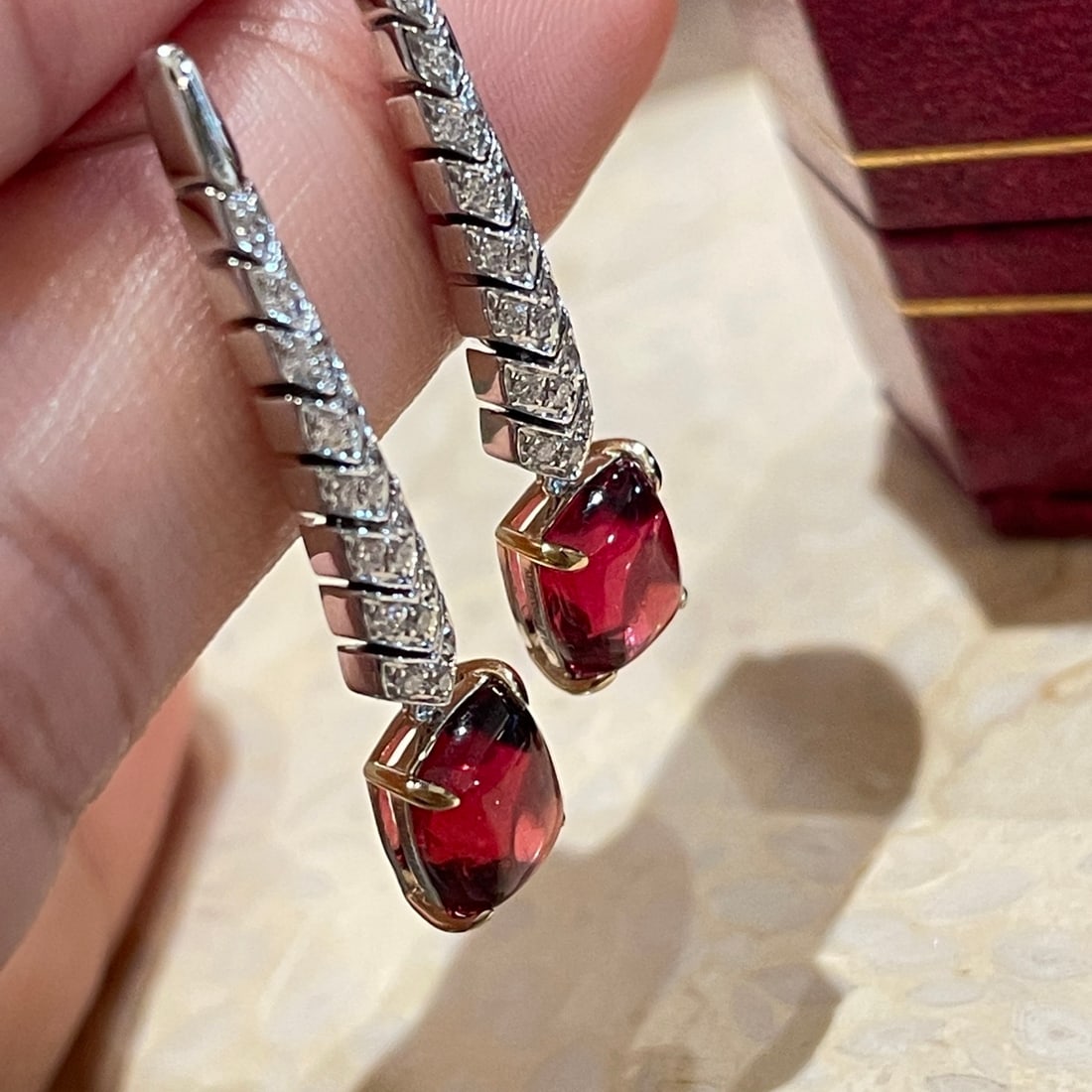 14k Gold 2.7 Ct Natural Tourmaline & Diamond Earrings - 2