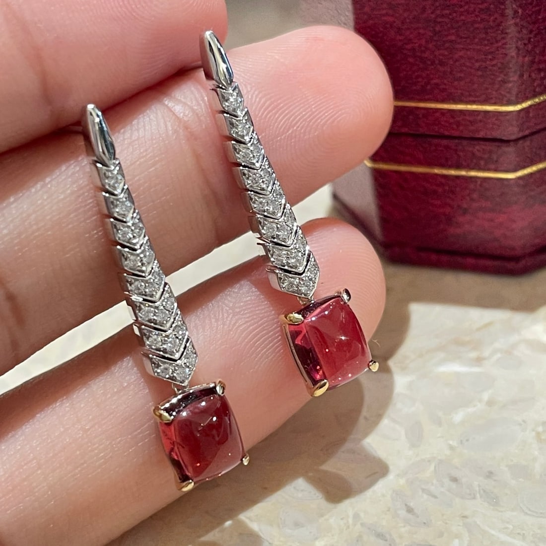 14k Gold 2.7 Ct Natural Tourmaline & Diamond Earrings - 4