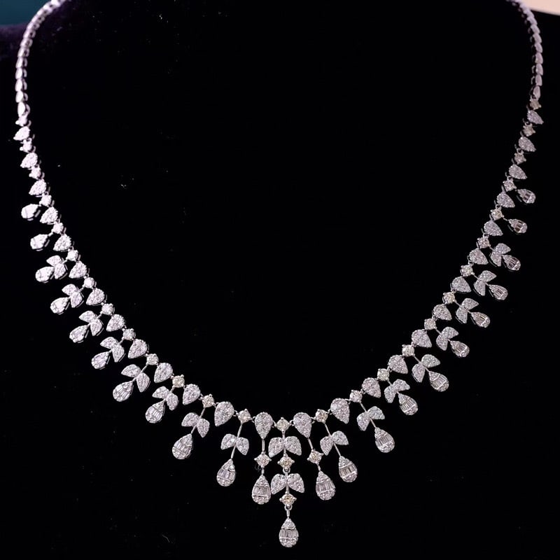14k Gold 6.5 Ct Natural H Diamond Necklace