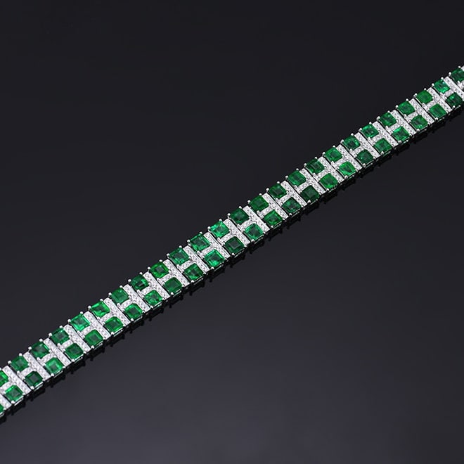 14k Gold 13.23 Ctw Natural Emerald & Diamond Bracelet - 5