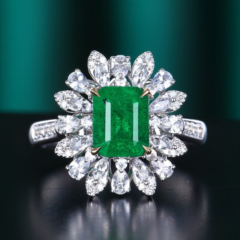 14k Gold 2.68 Ctw Vivid Green Natural Emerald & Sapphire Ring/pendant( Without Chain ): Ref:231097027 // gold content:14k gold // ring size:7. 25us // // main gemstone:emerald // shape:octagonal // carat weight:1. 59ct // color:vivid green // treatment:natural // // adjacent gemstone 2 :