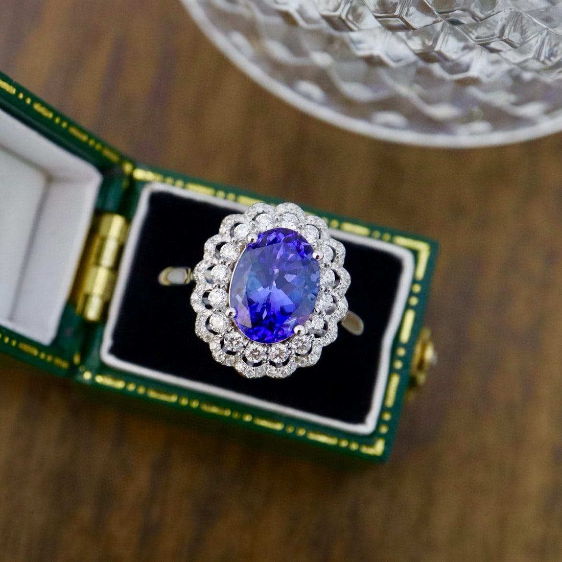 14k Gold 3.35 Ctw Natural Tanzanite & Diamond Ring