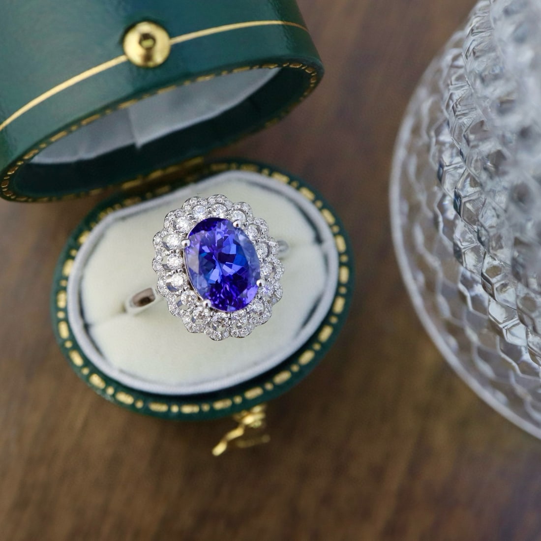 14k Gold 3.35 Ctw Natural Tanzanite & Diamond Ring - 7