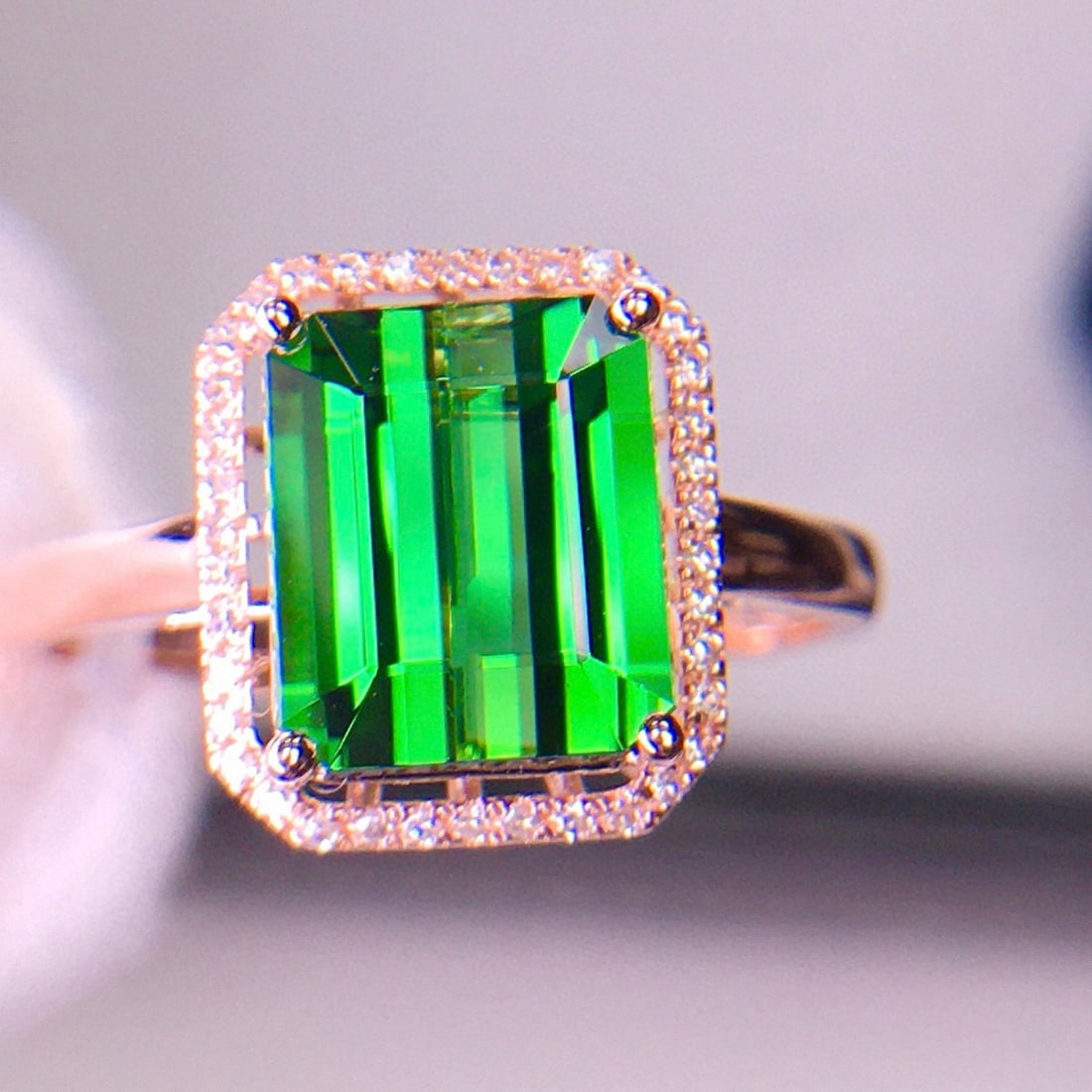 14k Gold 3.36 Ct Natural Tourmaline & Diamond Ring